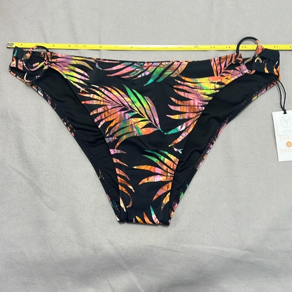 Shade & Shore High Leg Extra Cheeky Colorful Tropical Leaves on Black XL 16-18 - Picture 5 of 6